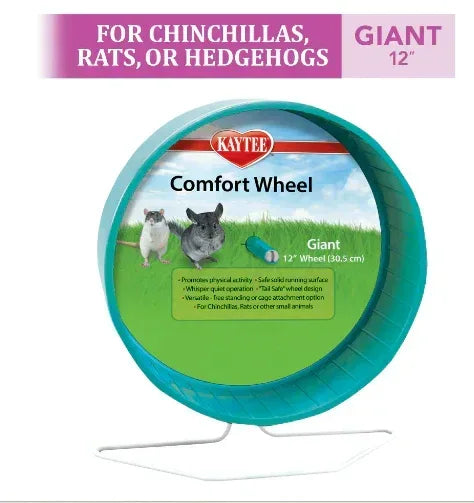 Kaytee Comfort Wheel Giant for Chinchillas, Rats and Other Small Animals, Plastic Exercise Wheel, 12 Inches, Blue