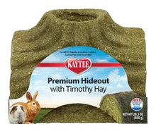 Kaytee premium timothy hay hideout with arched opening, olive-green texture