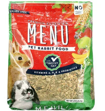 Rabbit food bag with timothy hay pellets blend in resealable pack