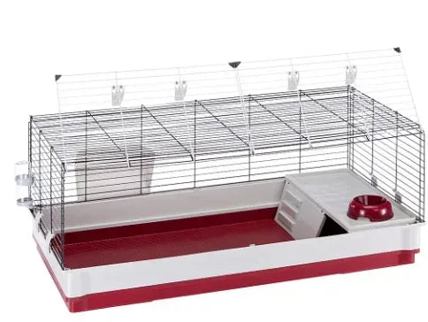 Ferplast Extra-Large Rabbit Cage | Rabbit Cage Measures 47.2 x 23.6 x 19.7 Inches & Includes ALL Accessories | Burgundy & Cream