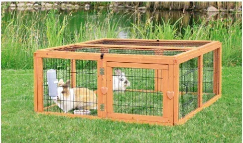TRIXIE Weatherproof Outdoor Medium Small Animal Cage & Run Extension w-Hinged Roof, Brown