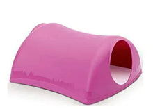 Pink hollow small-animal hideout house with arched entrance opening