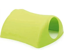 Lime green hollow small-animal hideout house with arched side entrance