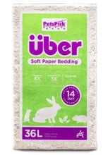 36L white soft paper bedding bag with green-and-purple Uber label and rabbit graphic
