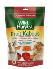 Fruit kabobs pet treat bag with Wild Harvest branding and 6 count label