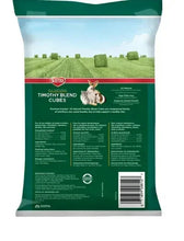 Kaytee hay blend cubes bag, green package with text and rabbit logo