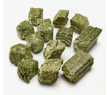 Hay blend cubes, small green compressed blocks