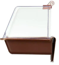 Clip-on bird bath with clear cover and brown base