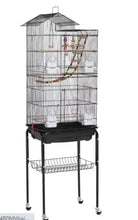 Black metal bird parrot cage with detachable stand