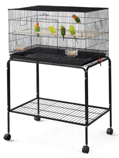 Renwick 47'' H Flight Cage with Rolling Stand, Black