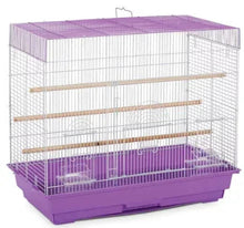 Prevue Pet Products flight cage with white wire panels and purple bottom, open top