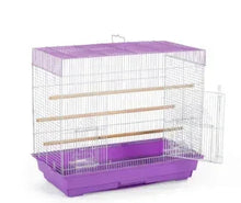 Prevue Pet Products flight cage with purple base and top cover, side view