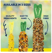 Pet bird treat sticks with high fiber mix, easy to hang, available in 3 sizes