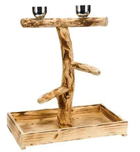 Penn-Plax Bird-Life natural wood tree perch with platform and two hanging cups