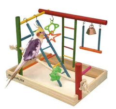 Penn-Plax Bird Life Wood Playpen – Perfect for Cockatiels and Conures - Large Multicolor