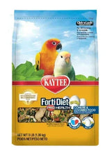 Kaytee parrot food bag, yellow and blue, conure and egg-cite formula