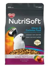 NutriSoft macaw & cockatoo bird food pouch, dark bag with parrot artwork