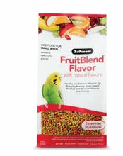 Zupreem FruitBlend bird food pellets bag with small-bird flavor label, 14 oz