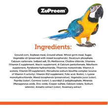 Ingredients panel with a toucan-like bird illustration and ingredient list