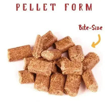 Bite-size horse treat nuggets, brown cube pieces
