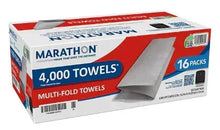 White multi-fold paper towel case in retail box, 16 packs