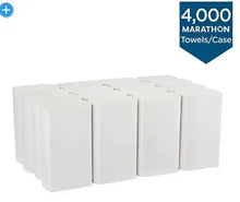 Stacked white multi-fold paper towels for dispenser, 4,000 towels