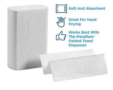 White multi-fold paper towels with soft, absorbent sheets in front