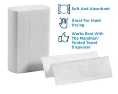 Marathon Multifold 1-Ply Paper Towels, White, 9.2" x 9.4" 250 towels/pk., 16 pks.
