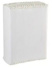 White C-fold paper towels stack with frayed fold edges