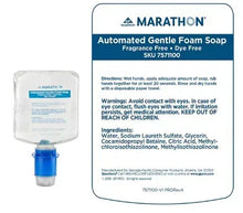 Marathon automated gentle foam soap refill label on clear bottle, fragrance-free