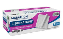 White 1-ply embossed dinner napkins in retail case box, 16 x 16 in.