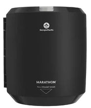 Black centerpull paper towel dispenser with manual icon and Georgia-Pacific logo