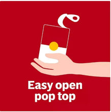 Campbell's soup multipack box panel with easy open pop top instruction