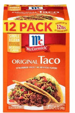 McCormick Original Taco seasoning mix 12-pack box with taco image