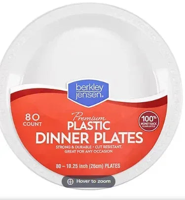 Berkley Jensen 10" White Plastic Dinner Plates, 80 ct.