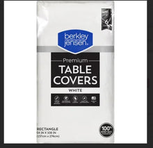 Berkley Jensen premium white table covers, rectangle, 6-count package