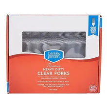 Clear plastic forks, 300-count pack, premium heavy-duty disposable utensils