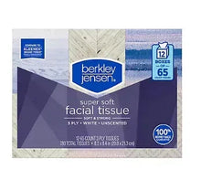 Berkley Jensen 3-ply facial tissue box with white tissues