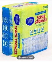 Non-scratch scrub sponge pack, yellow wrap with blue scrub pads, 27 count