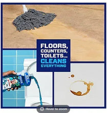 Multi-surface cleaner spray bottle shown cleaning floors, counters, and toilets