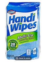 Clorox Handi Wipes multi-use reusable cloths package, blue pack with 24 cloths
