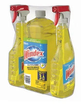Windex multi-surface disinfectant cleaner set with three yellow trigger bottles, 3 in 1