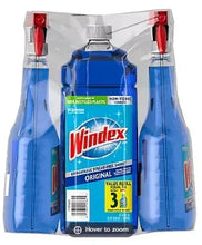Windex Original glass cleaner 2-pack with blue bottles and red spray caps