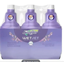 Swiffer WetJet floor cleaner solution 3-pack, lavender vanilla scent, purple bottles