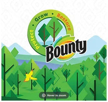 Bounty paper towels box front with Grow and Restore badge graphics