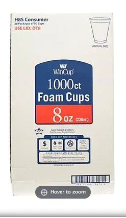WinCup 8-Oz. Foam Cups, 1,000 ct. - White