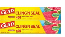 Clear food cling wrap, Glad ClingN Seal 2-pack