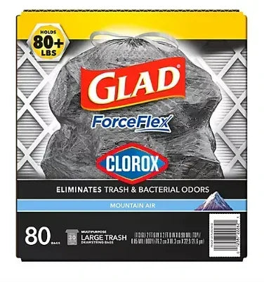 Glad Large Drawstring Trash Bags, 80 ct./30 gal.