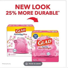 Glad ForceFlex MaxStrength 13 Gal. Drawstring Trash Bags, 120 ct. - Cherry Blossom Scent