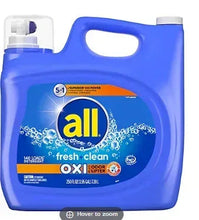 all liquid laundry detergent jug, fresh-clean Oxi plus odor lifter, 250 fl oz